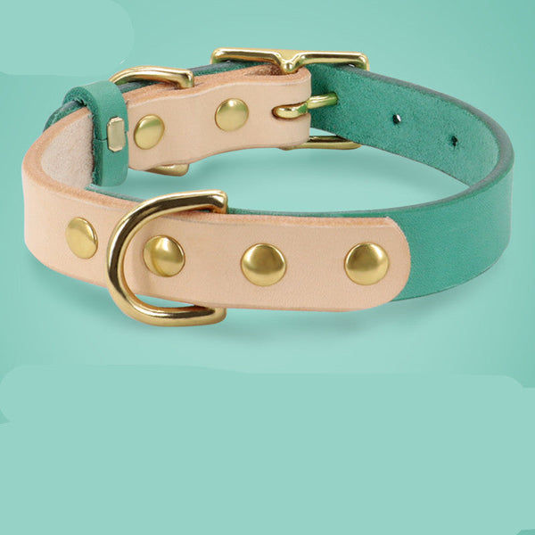 HKM-1406269 Leather Cat Collar with Adjustable Sizes in Multiple Colors and Customizable Nameplate Options