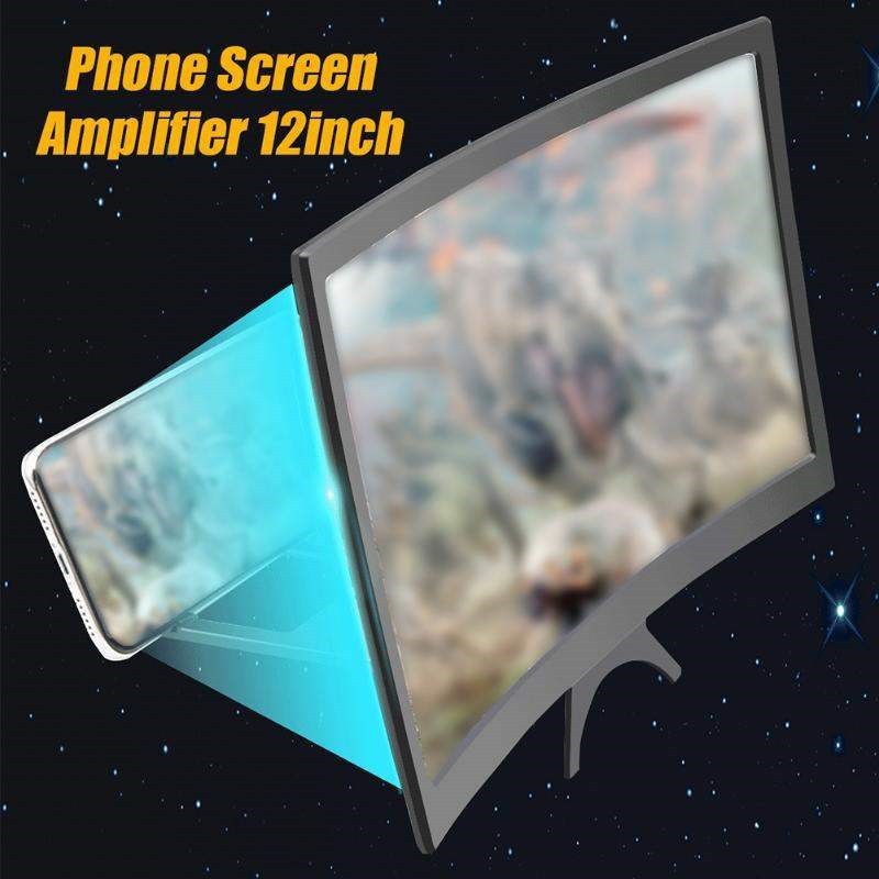HKM-140627 12-Inch Curved Mobile Phone Screen Magnifier with Anti-Slip Holder and High-Definition Lens