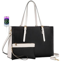 HKM-140627 Custom Ladies Handbags Set - 2pcs Shoulder Bags with Wallet for Office and Laptop Use