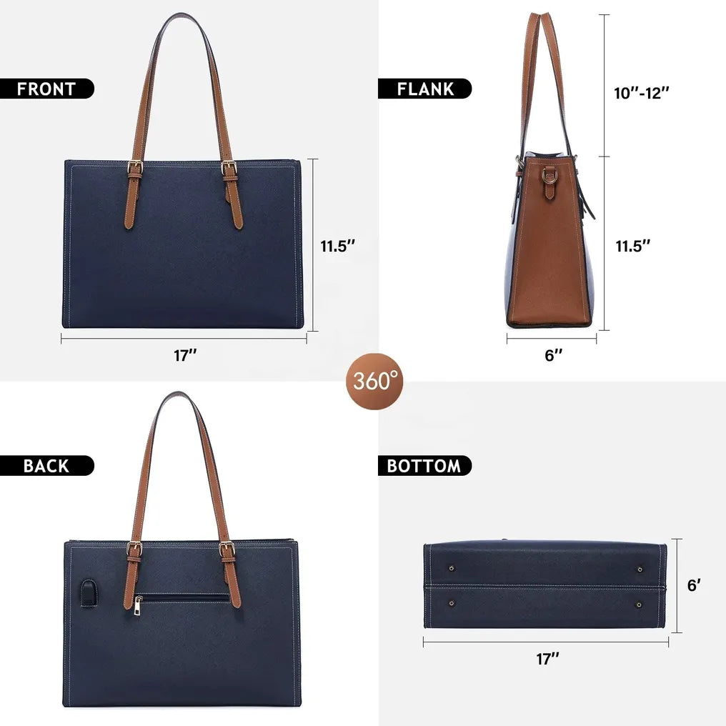 HKM-140627 Custom Ladies Handbags Set - 2pcs Shoulder Bags with Wallet for Office and Laptop Use