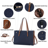 HKM-140627 Custom Ladies Handbags Set - 2pcs Shoulder Bags with Wallet for Office and Laptop Use