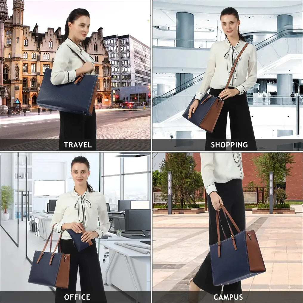 HKM-140627 Custom Ladies Handbags Set - 2pcs Shoulder Bags with Wallet for Office and Laptop Use
