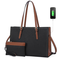 HKM-140627 Custom Ladies Handbags Set - 2pcs Shoulder Bags with Wallet for Office and Laptop Use