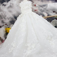 HKM-1406653 Elegant White Embroidered Princess Dress for Pets, Multiple Sizes Available