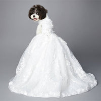HKM-1406653 Elegant White Embroidered Princess Dress for Pets, Multiple Sizes Available