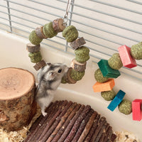 HKM-1406909 Hamster and Small Animal Molar Bite Toy with Decorative Applewood and Straw Ring