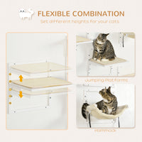 HKM-1407549 Wall-Mounted Cat Shelves with Cozy Hammock and Climbing Platforms for Indoor Cats, Supports Up to 11 lbs.