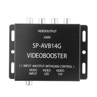 HKM-140755 4-Way AV Video Splitter - One Input to Four Outputs, Compact Design for Car Use, 12V Power Supply