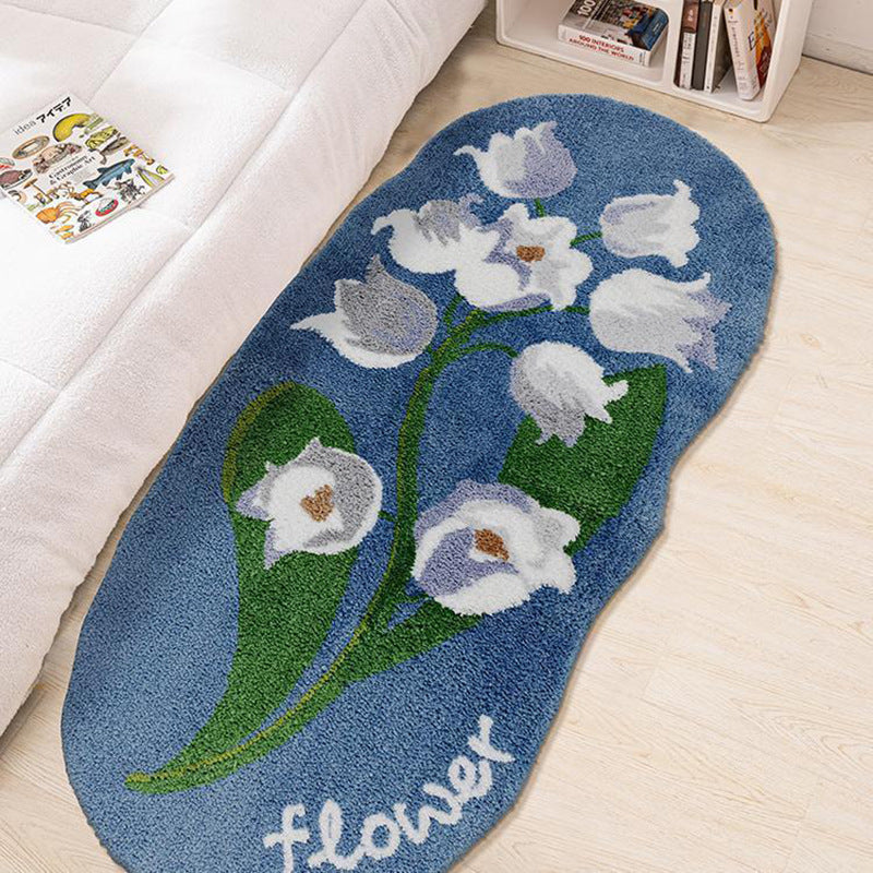HKM-140755 Tulip Plush Bedside Blanket in Floral Patterns - Soft Polyester Fiber, Multiple Sizes Available