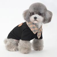 HKM-1408445 Summer Cotton Thin Polo Shirt for Small Dogs in Black and White