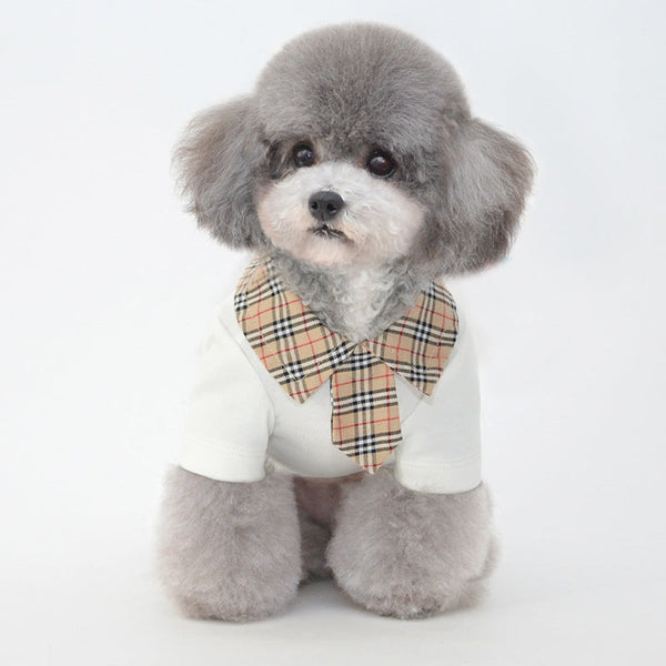 HKM-1408445 Summer Cotton Thin Polo Shirt for Small Dogs in Black and White