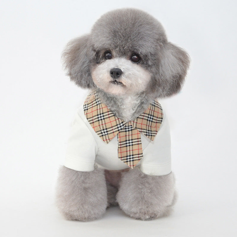 HKM-1408445 Summer Cotton Thin Polo Shirt for Small Dogs in Black and White