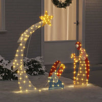 HKM-140883 Illuminated Nativity Scene with Warm White LED Lights for Indoor and Outdoor Holiday Decor, 149 x 32 x 127.5 cm