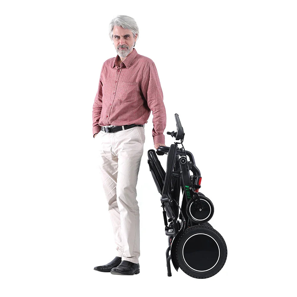 HKM-140947 Electric Wheelchair D15C for Seniors - Black Metal Frame, 20 km Range, 6 km/h Speed, Removable Battery
