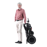 HKM-140947 Electric Wheelchair D15C for Seniors - Black Metal Frame, 20 km Range, 6 km/h Speed, Removable Battery