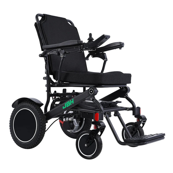 HKM-3338707 Folding Electric Wheelchair Dual 250W Motors 24V 24Ah Battery 12.4 Mile Range 330 lb Capacity Aluminum Frame
