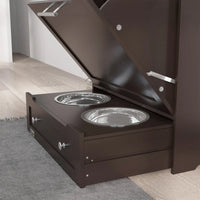 HKM-1409725 Gray Pet Feeder Station with Storage Cabinet and Dual Bowls, Ideal for Food and Water