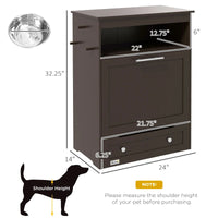 HKM-1409725 Gray Pet Feeder Station with Storage Cabinet and Dual Bowls, Ideal for Food and Water