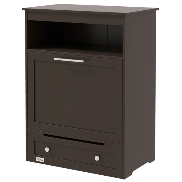 HKM-1409725 Gray Pet Feeder Station with Storage Cabinet and Dual Bowls, Ideal for Food and Water