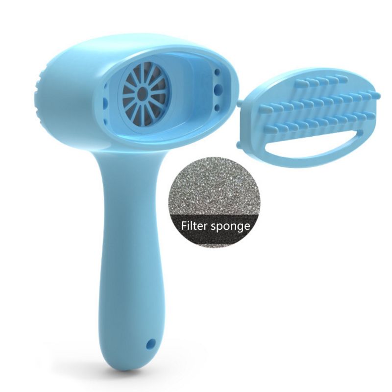 HKM-1409853 Pet Hair Removal Comb - Plastic Grooming Brush in Blue and Pink for Easy Cat Hair Cleanup