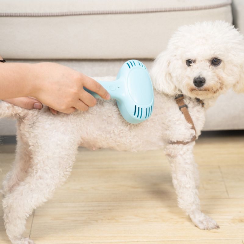 HKM-1409853 Pet Hair Removal Comb - Plastic Grooming Brush in Blue and Pink for Easy Cat Hair Cleanup