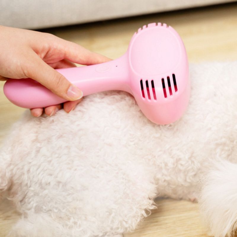 HKM-1409853 Pet Hair Removal Comb - Plastic Grooming Brush in Blue and Pink for Easy Cat Hair Cleanup
