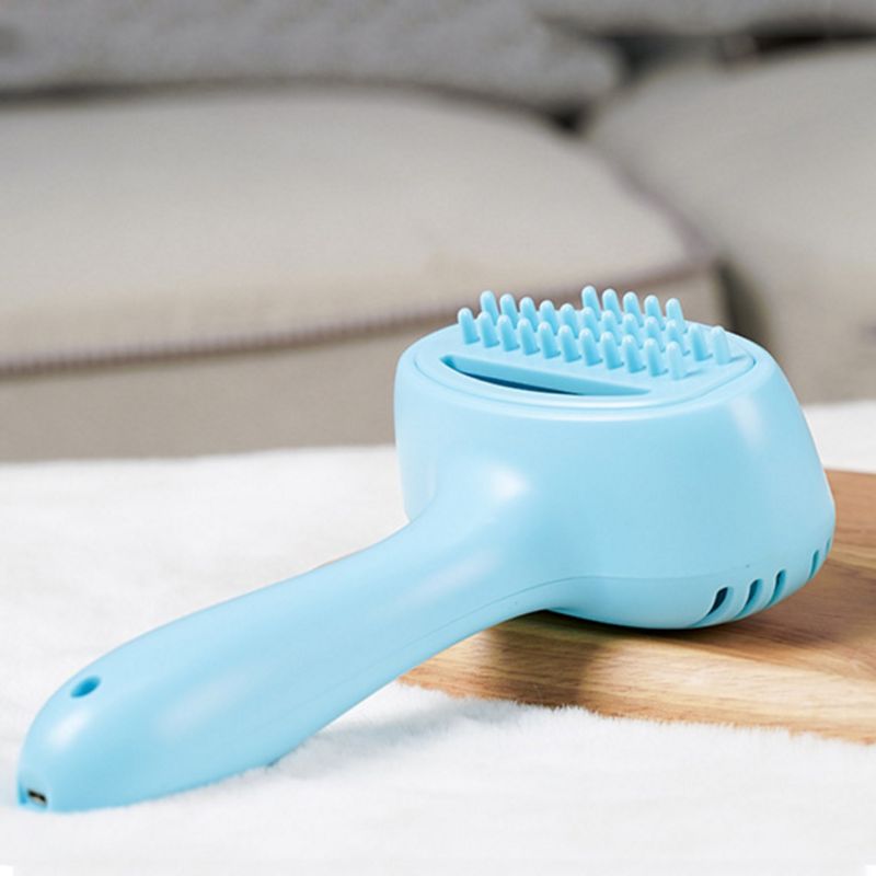 HKM-1409853 Pet Hair Removal Comb - Plastic Grooming Brush in Blue and Pink for Easy Cat Hair Cleanup