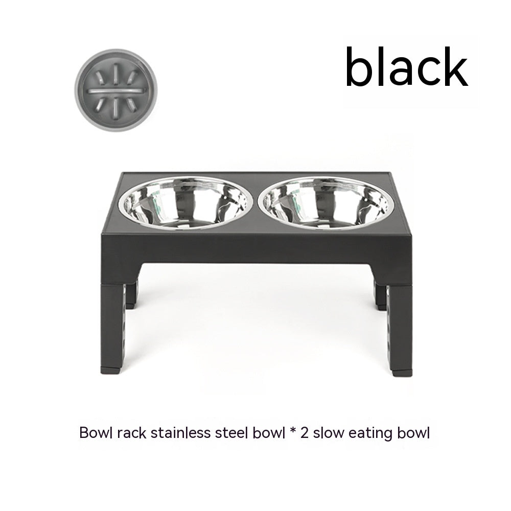 HKM-1410237 Adjustable Slow Feeding Bowl Rack with Stainless Steel Dog Bowls for Neck Protection