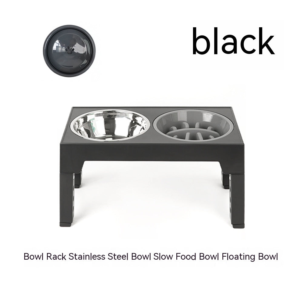 HKM-1410237 Adjustable Slow Feeding Bowl Rack with Stainless Steel Dog Bowls for Neck Protection