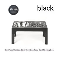 HKM-1410237 Adjustable Slow Feeding Bowl Rack with Stainless Steel Dog Bowls for Neck Protection