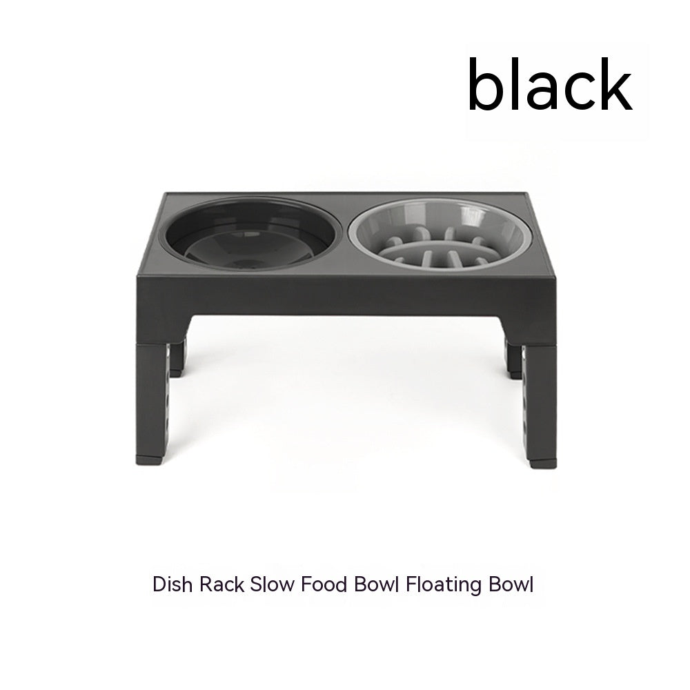 HKM-1410237 Adjustable Slow Feeding Bowl Rack with Stainless Steel Dog Bowls for Neck Protection