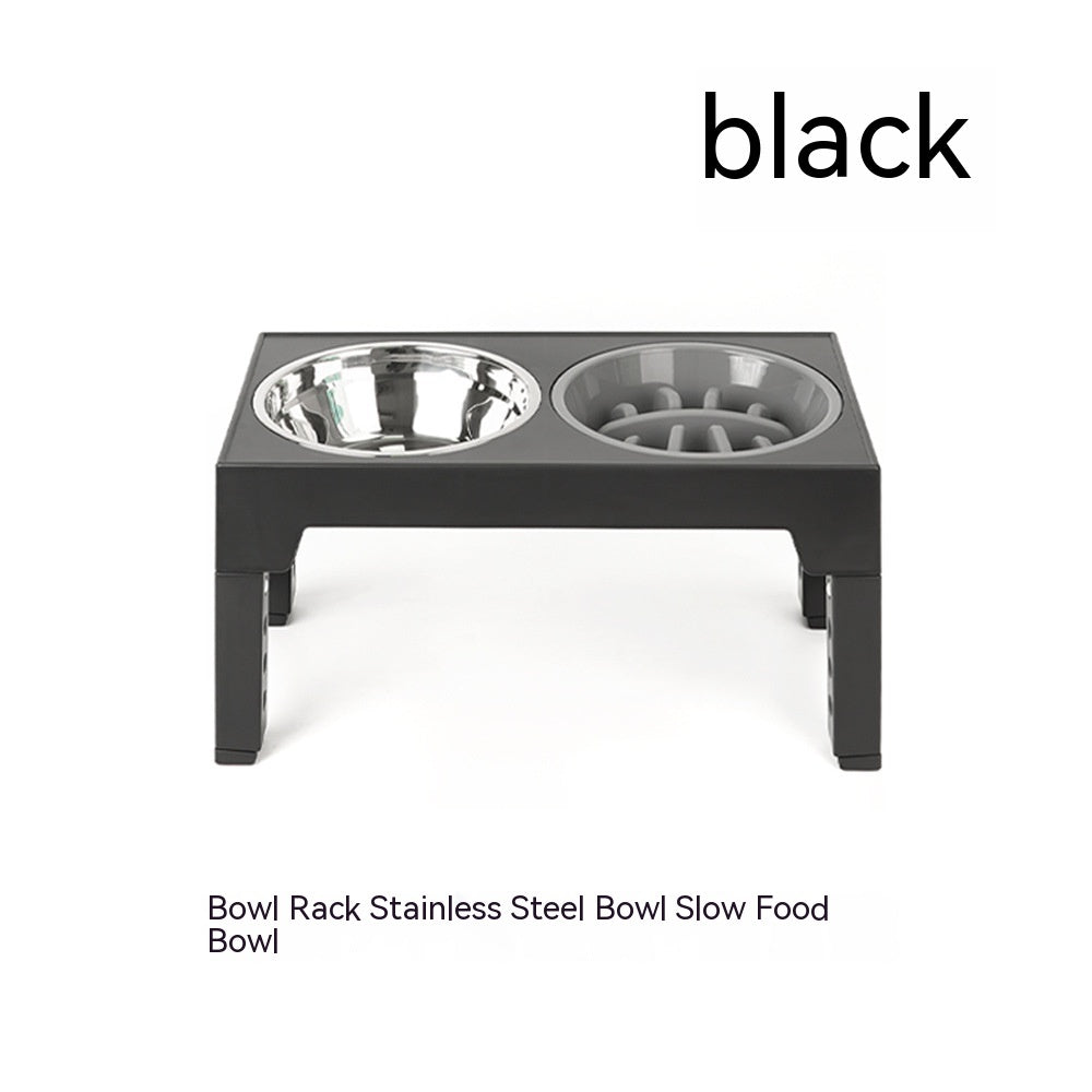 HKM-1410237 Adjustable Slow Feeding Bowl Rack with Stainless Steel Dog Bowls for Neck Protection