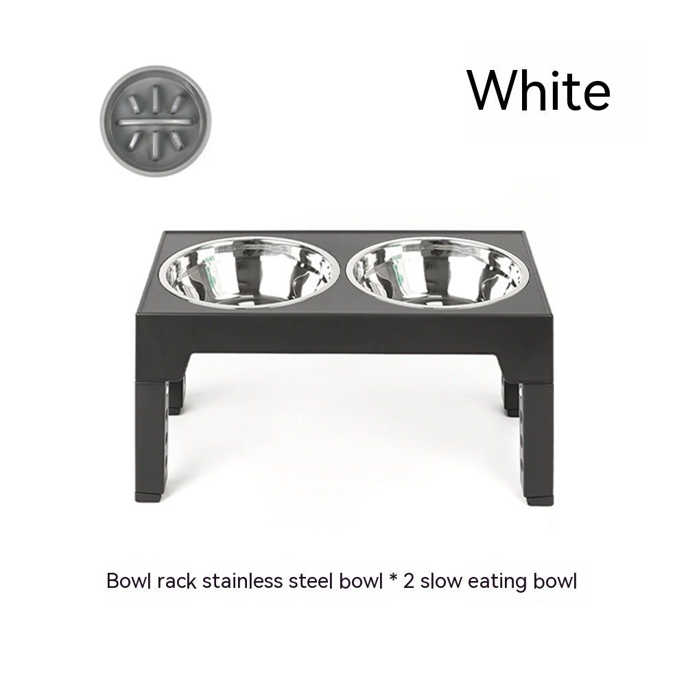 HKM-1410237 Adjustable Slow Feeding Bowl Rack with Stainless Steel Dog Bowls for Neck Protection
