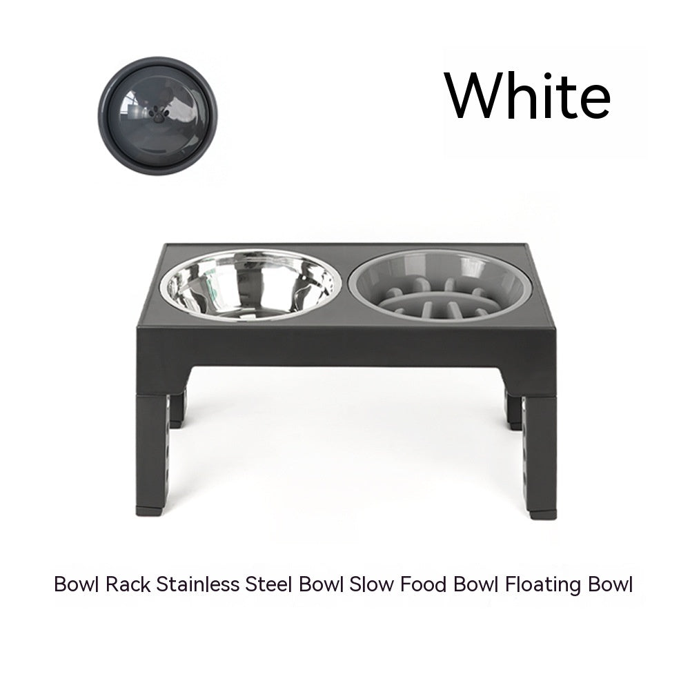 HKM-1410237 Adjustable Slow Feeding Bowl Rack with Stainless Steel Dog Bowls for Neck Protection