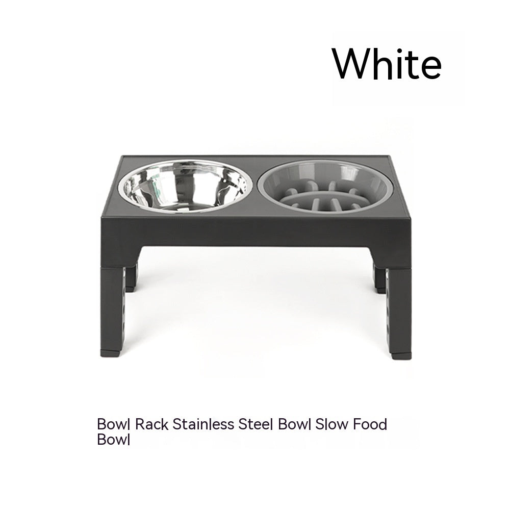 HKM-1410237 Adjustable Slow Feeding Bowl Rack with Stainless Steel Dog Bowls for Neck Protection