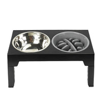 HKM-1410237 Adjustable Slow Feeding Bowl Rack with Stainless Steel Dog Bowls for Neck Protection