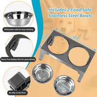 HKM-1410237 Adjustable Slow Feeding Bowl Rack with Stainless Steel Dog Bowls for Neck Protection