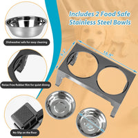 HKM-1410237 Adjustable Slow Feeding Bowl Rack with Stainless Steel Dog Bowls for Neck Protection