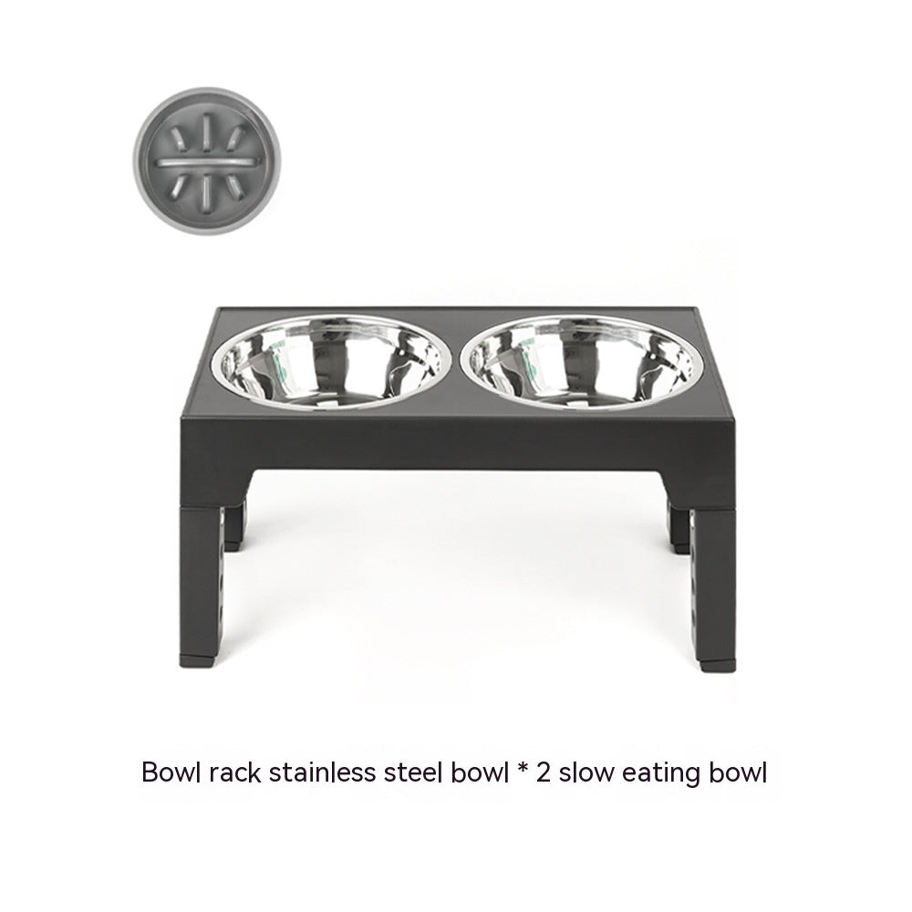 HKM-1410237 Adjustable Slow Feeding Bowl Rack with Stainless Steel Dog Bowls for Neck Protection