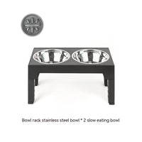 HKM-1410237 Adjustable Slow Feeding Bowl Rack with Stainless Steel Dog Bowls for Neck Protection