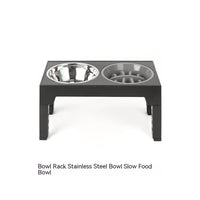 HKM-1410237 Adjustable Slow Feeding Bowl Rack with Stainless Steel Dog Bowls for Neck Protection