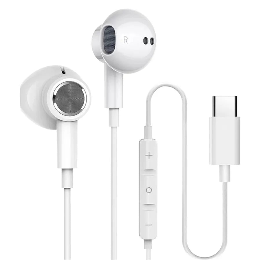 HKM-141075 USB-C Wired Earbuds with Mic for iPhone 15 and Google Devices