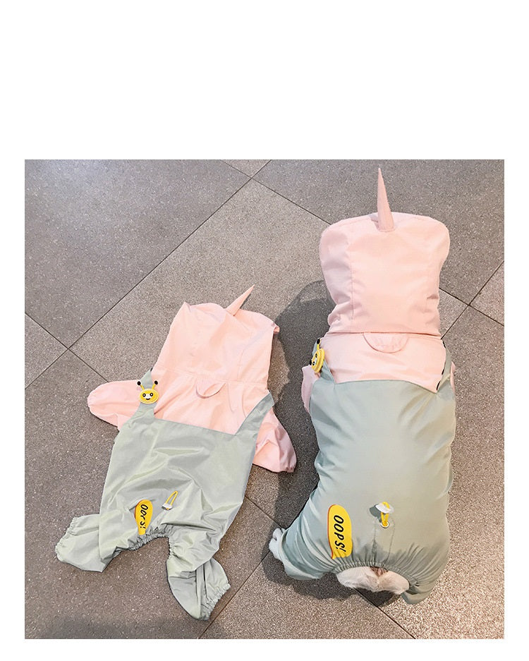 HKM-1411645 Four Foot Waterproof Raincoat for Small and Medium-Sized Dogs, Breathable Fabric with Unique Design