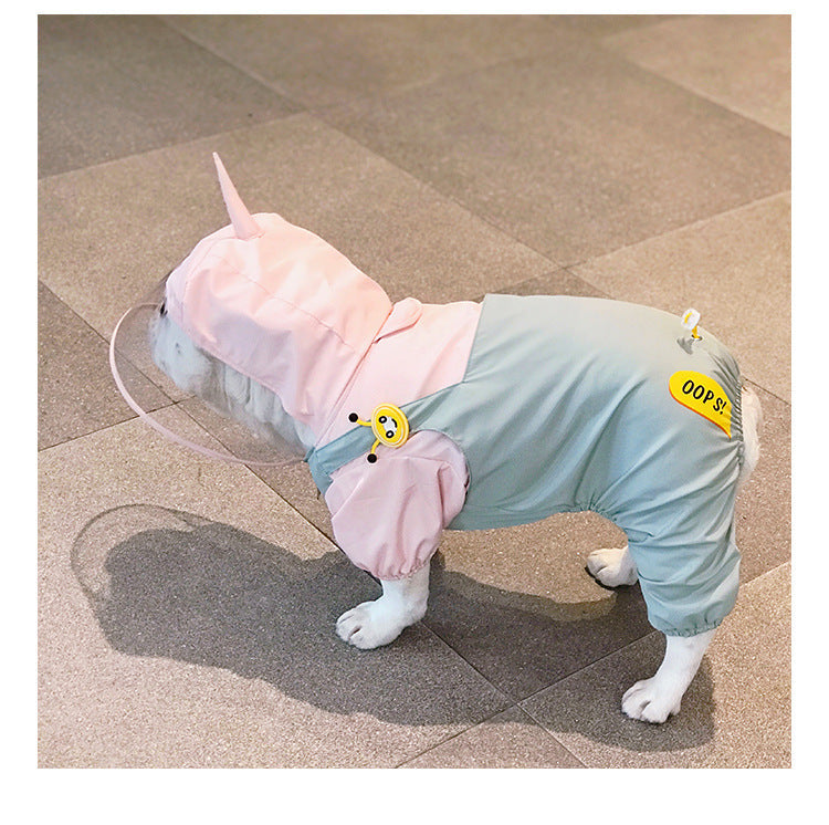 HKM-1411645 Four Foot Waterproof Raincoat for Small and Medium-Sized Dogs, Breathable Fabric with Unique Design