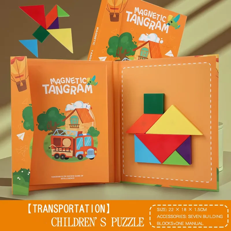HKM-141203 Montessori Geometry Tangram Paper Puzzle Book for Kids - Educational DIY Learning Toy