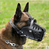 HKM-1412669 Durable Cowhide Basket Dog Muzzle for Medium and Large Breeds