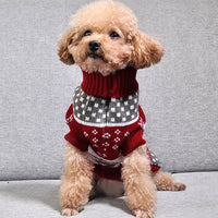 HKM-141331 Festive Maple Snowflake Turtleneck Knitted Sweater for Pets