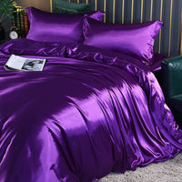 HKM-141395 Cool Cotton Quilt Cover Set - Satin Sheet in Ice Silk, Four-Piece Air Conditioner Ready
