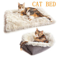 HKM-1414077 Cozy South Korean Velvet Cat Bed with Soft Cushion in White and Grey, 61x51CM