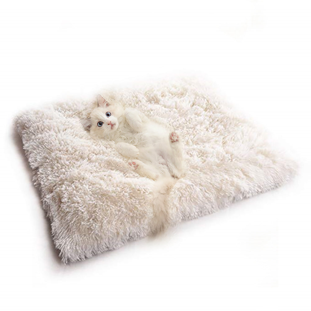 HKM-1414077 Cozy South Korean Velvet Cat Bed with Soft Cushion in White and Grey, 61x51CM
